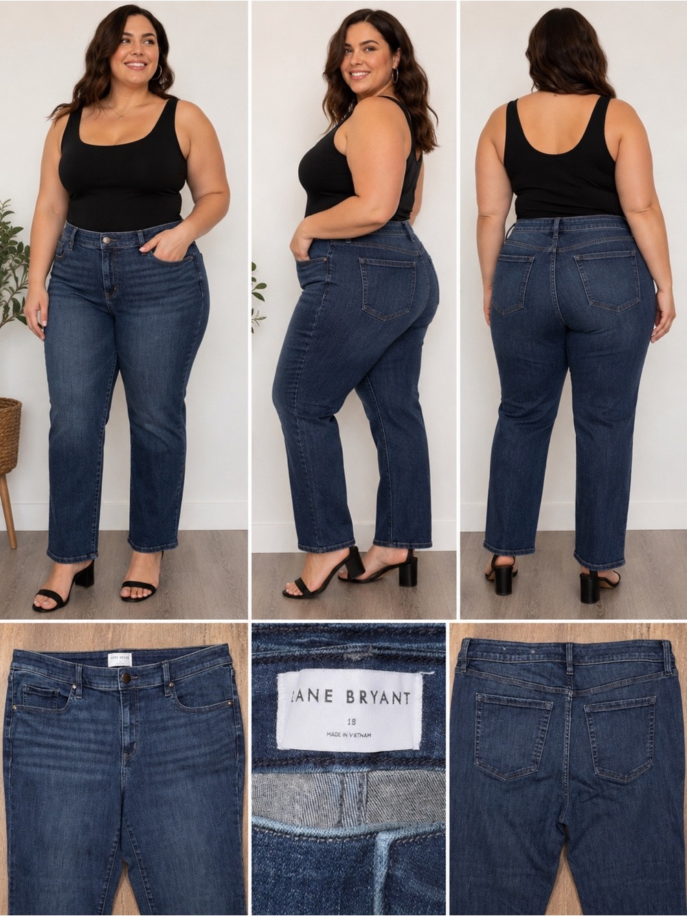Lane Bryant Size 18 Dark Wash Straight Leg Stretch Jeans